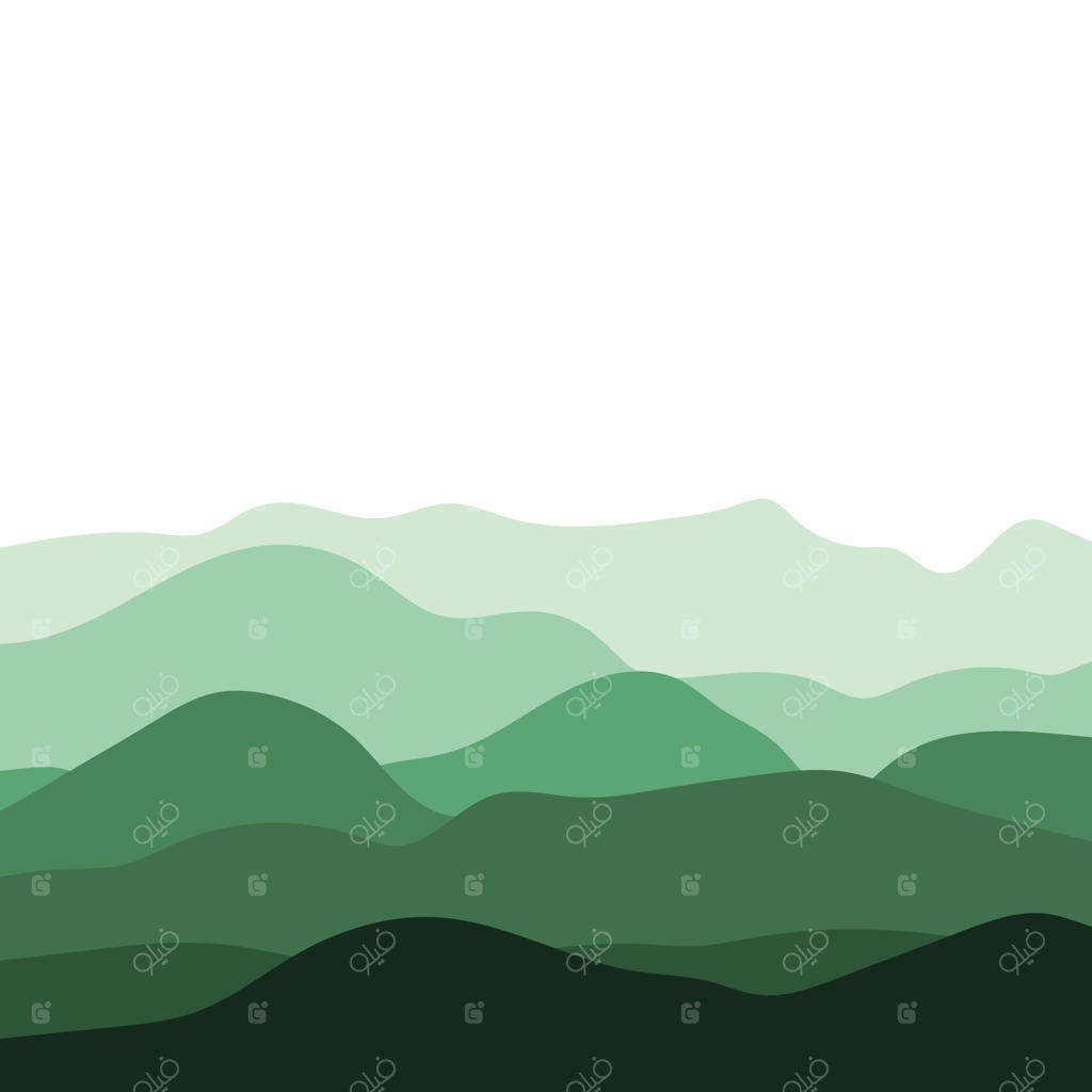 وکتور کوه‌ها. تصویرسازی سیلوئت کوه به رنگ سبز در پس‌زمینه سفید.
