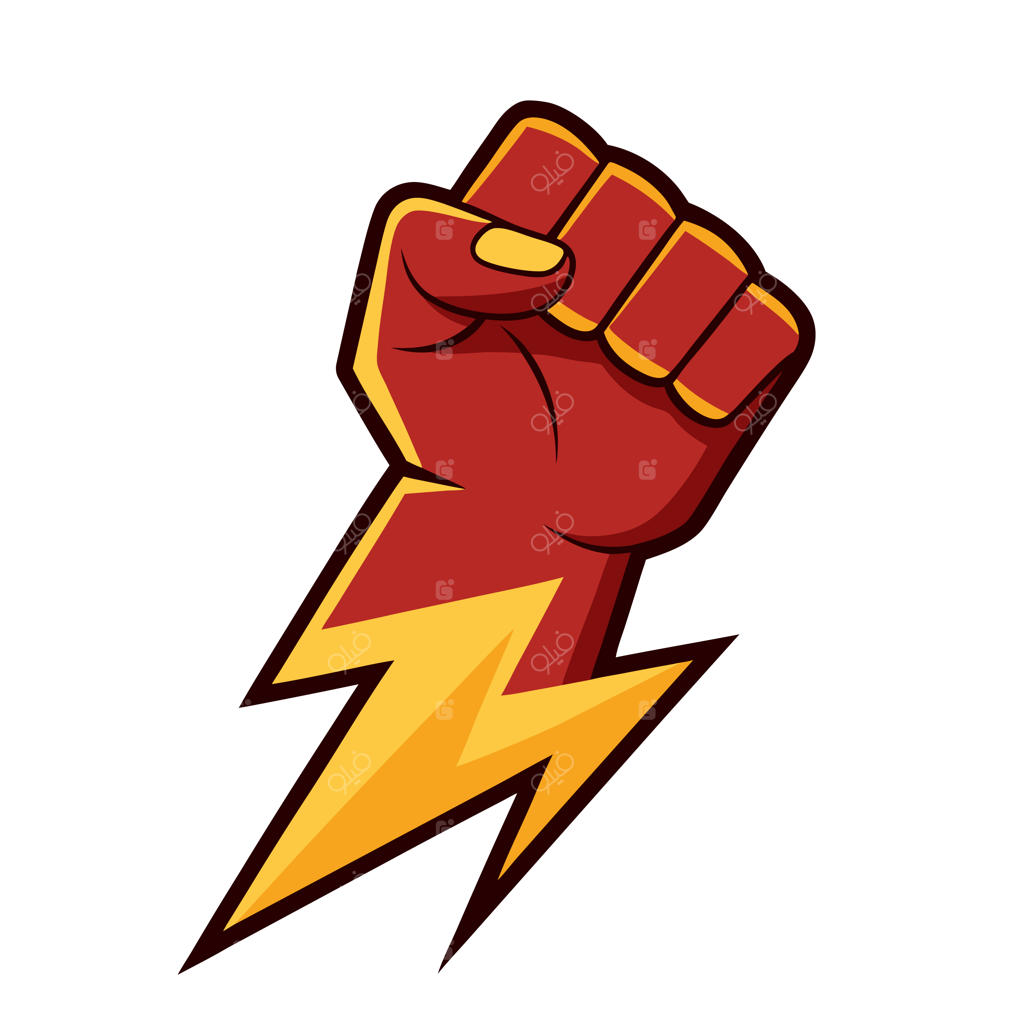 مشت گره‌کرده برافراشته با صاعقه، نماد اعتراض و لوگوی باشگاه ورزشی