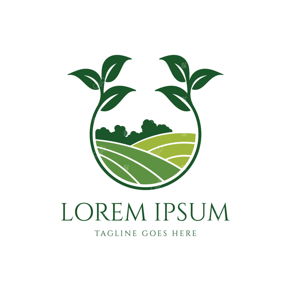 چشم‌انداز سبز با برگ درخت در حال رشد برای آیکون و نماد مزرعه و باغ کشاورزی