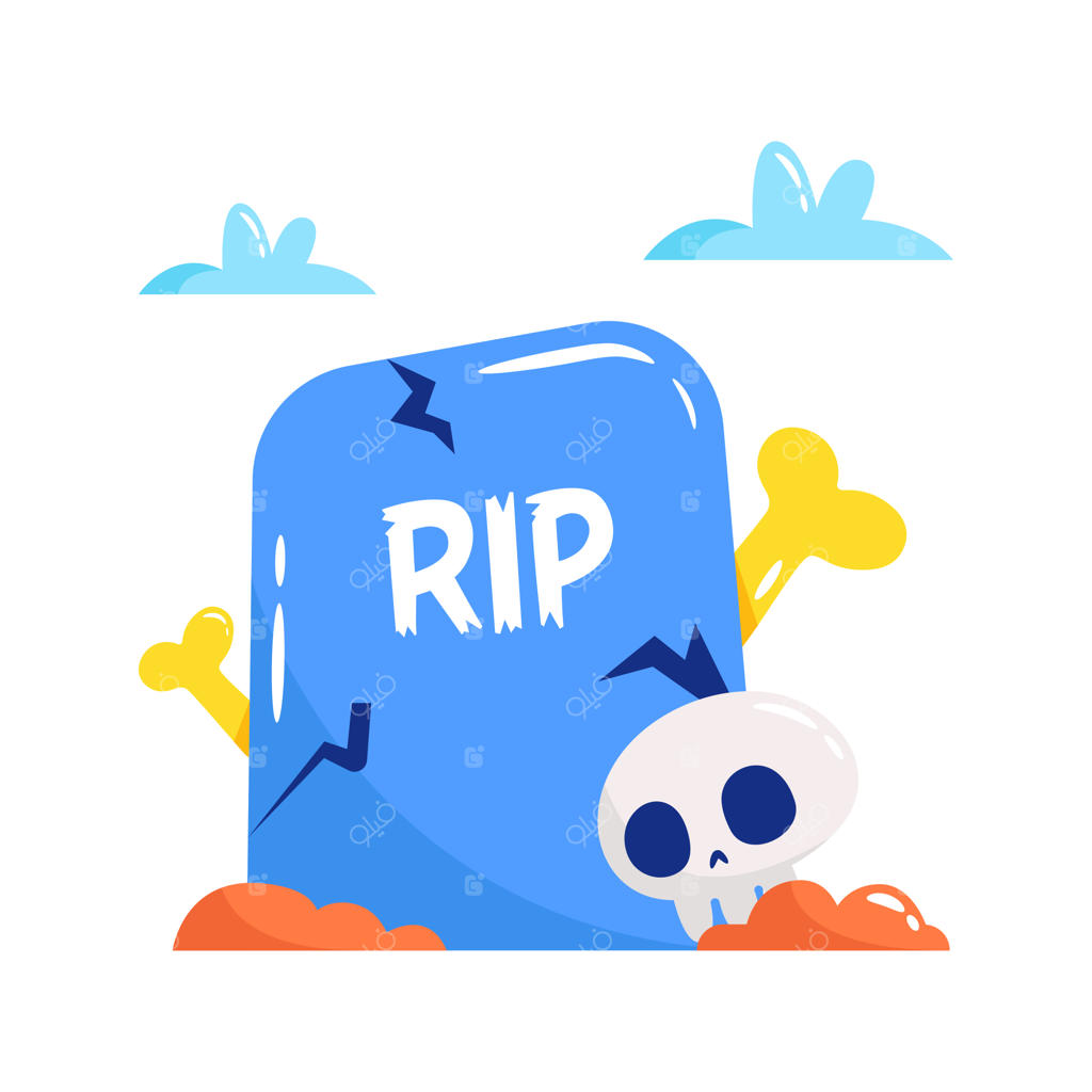 وکتور استیکر سنگ قبر هالووین با طرح خطی و دودل (فایل EPS 10)