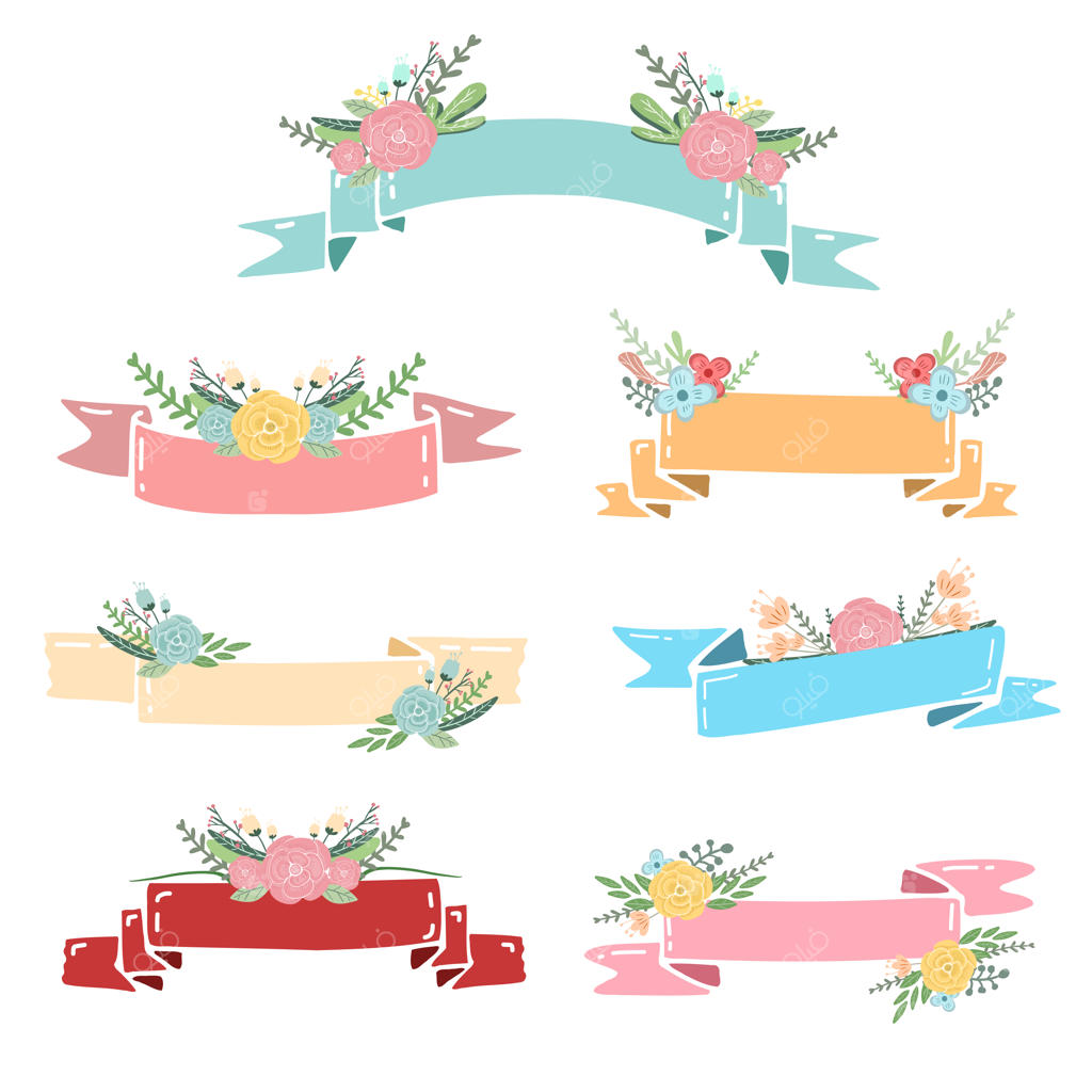 آرایش بنر گل‌های کلاسیک با روبان