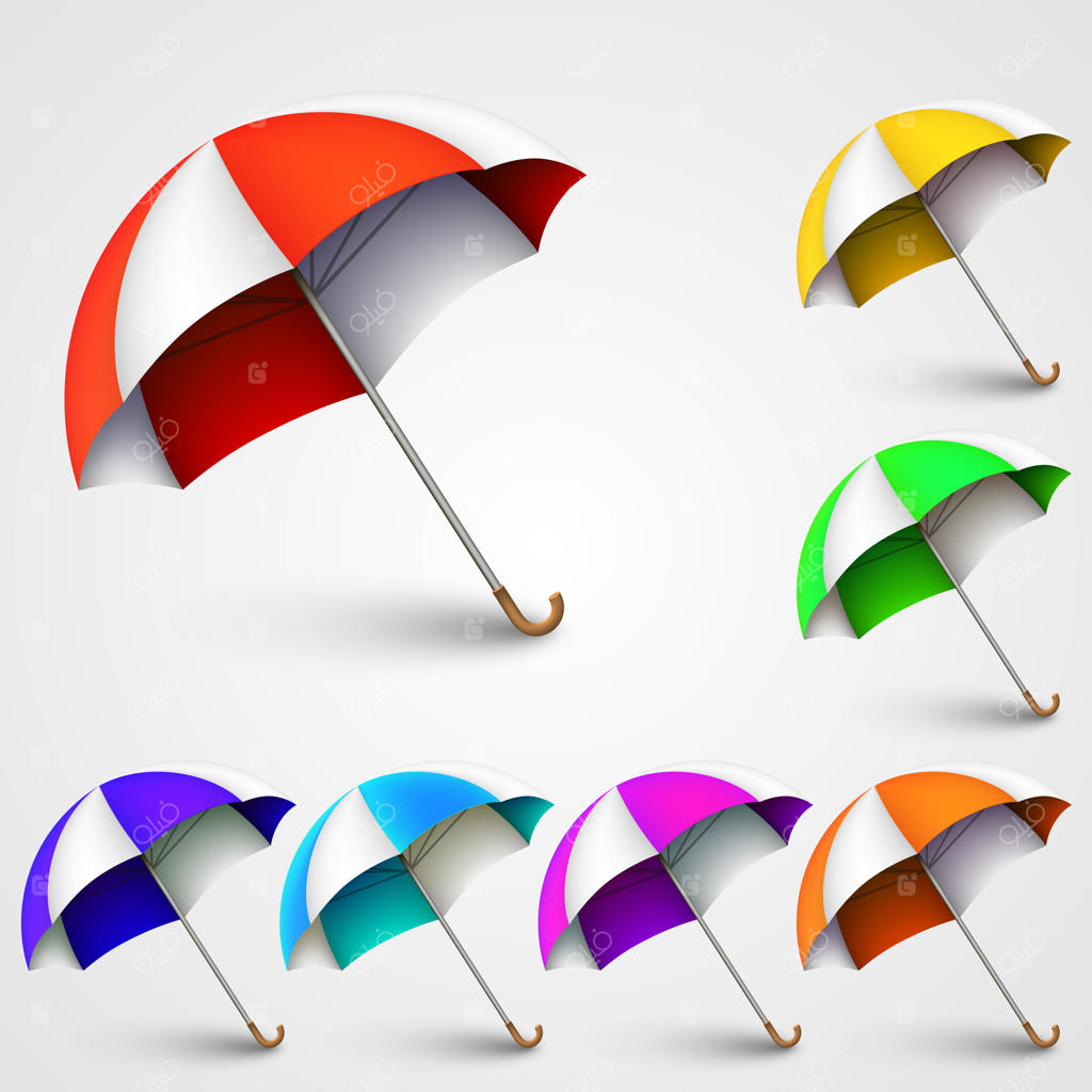 بنر هنری چترهای رنگارنگ در طبیعت - تصویر برداری وکتور