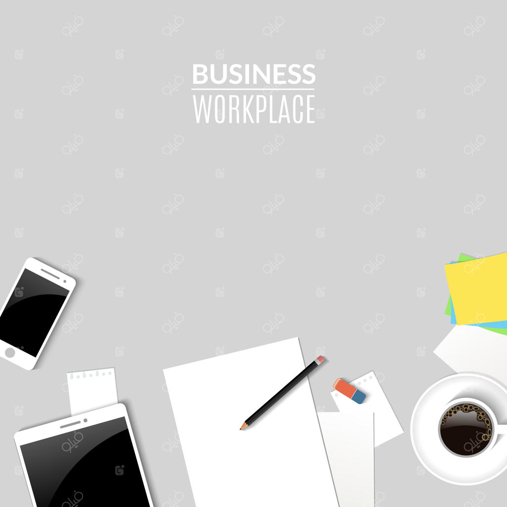 محل کار با تبلت، گوشی و اسناد کاغذی