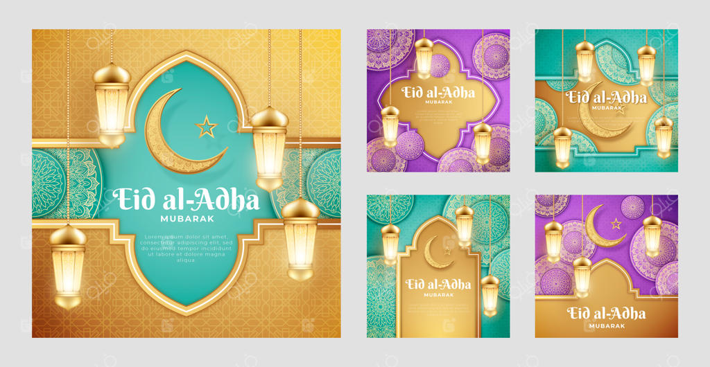 مجموعه‌ای از پست‌های واقعی برای عید قربان در اینستاگرام با فانوس‌ها و هلال ماه