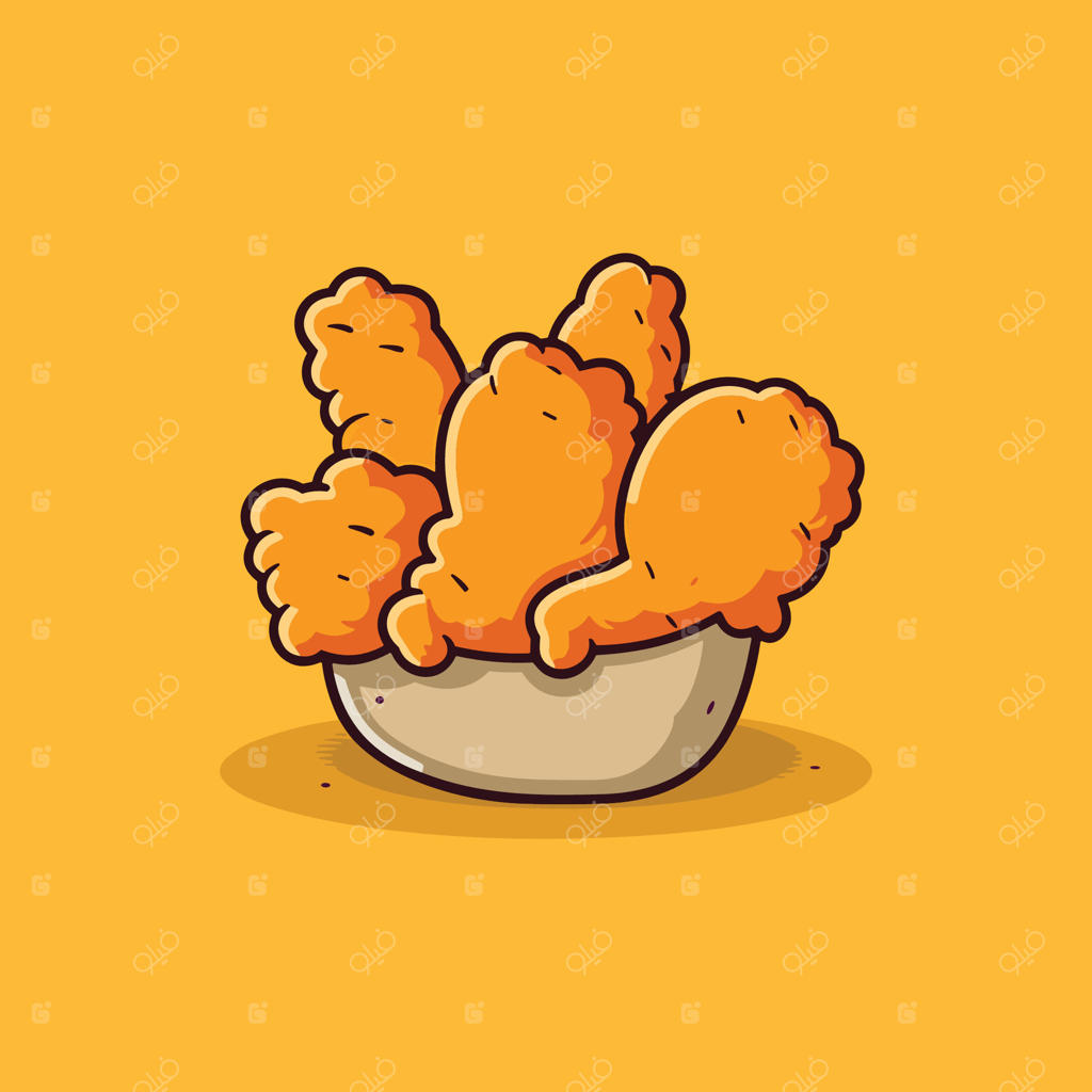 تصویر فیله مرغ سوخاری: طرحی با خطوط ساده و رنگ‌های جذاب برای منو، پوستر و وب‌سایت