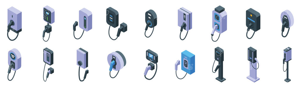 نمادهای شارژر دیواری خودروهای الکتریکی: ایستگاه‌های شارژ خودروهای برقی، پیشگامی در آینده‌ای پایدار برای حمل‌ونقل