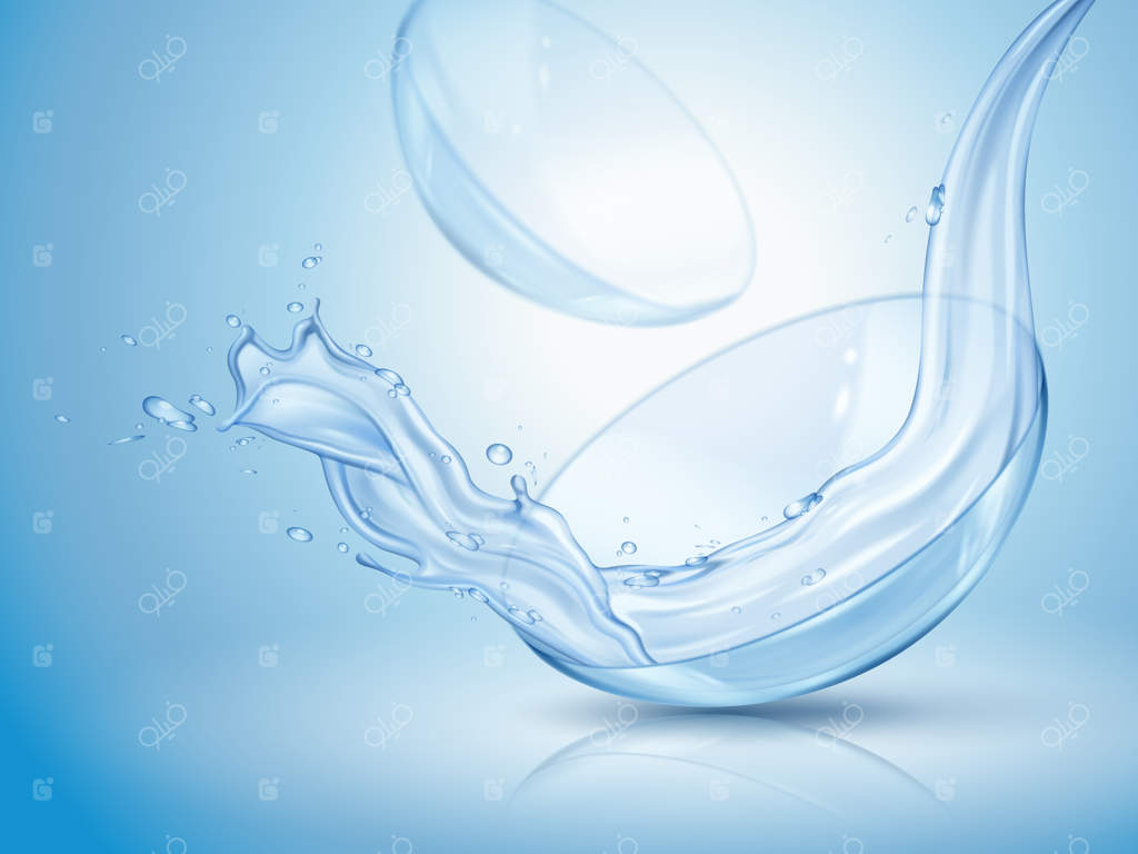 لنزهای تماسی با آب زلال جاری