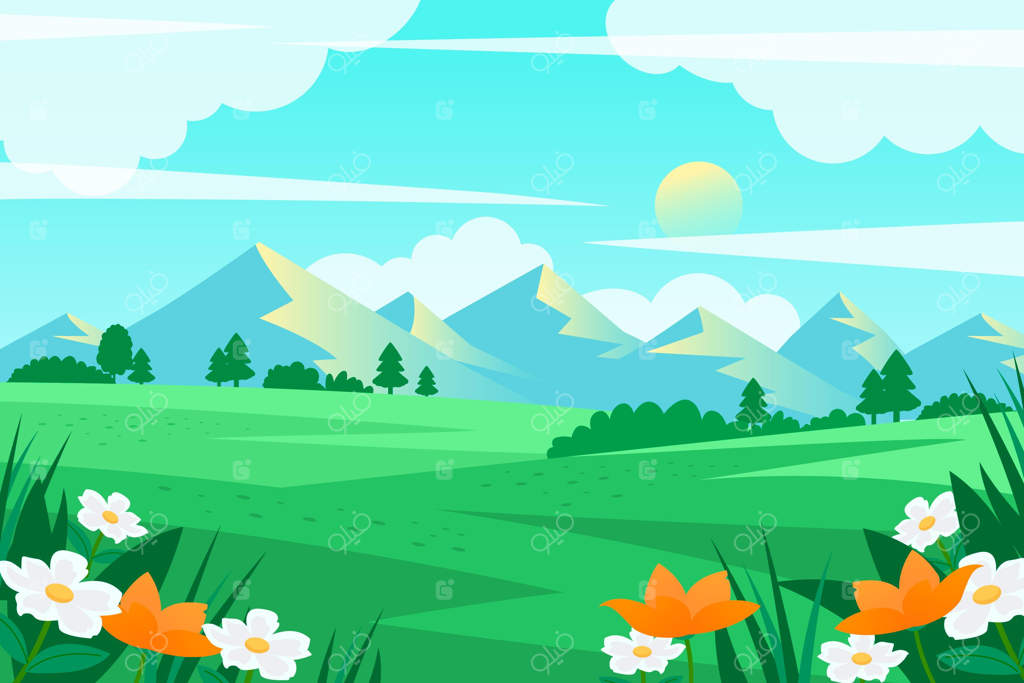 منظره بهاری خلاقانه و مسطح