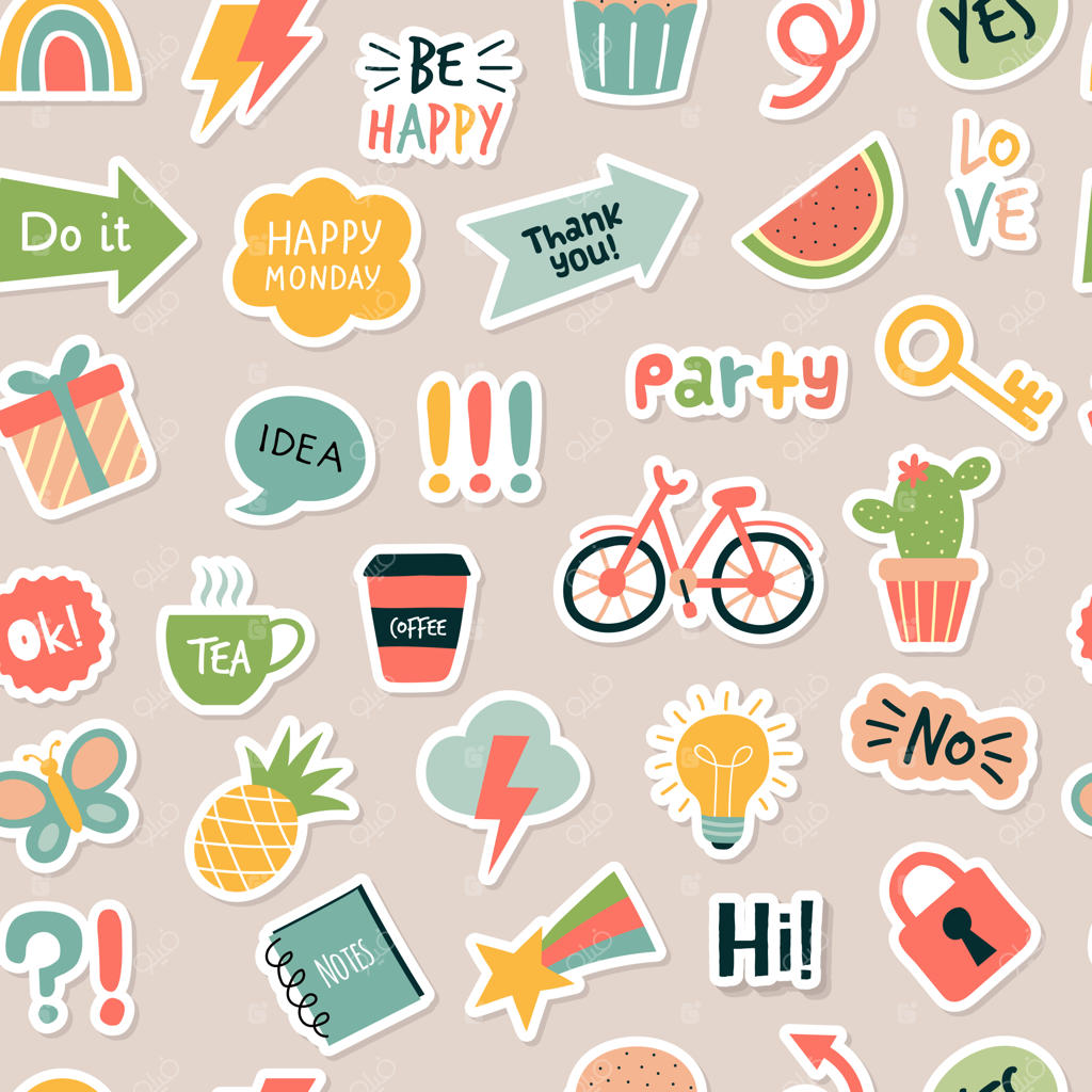 پترن برچسب دفترچه برنامه‌ریزی - اقلام چسبان برای برنامه‌ریزی روزانه - جدیدترین پس‌زمینه یکپارچه برداری