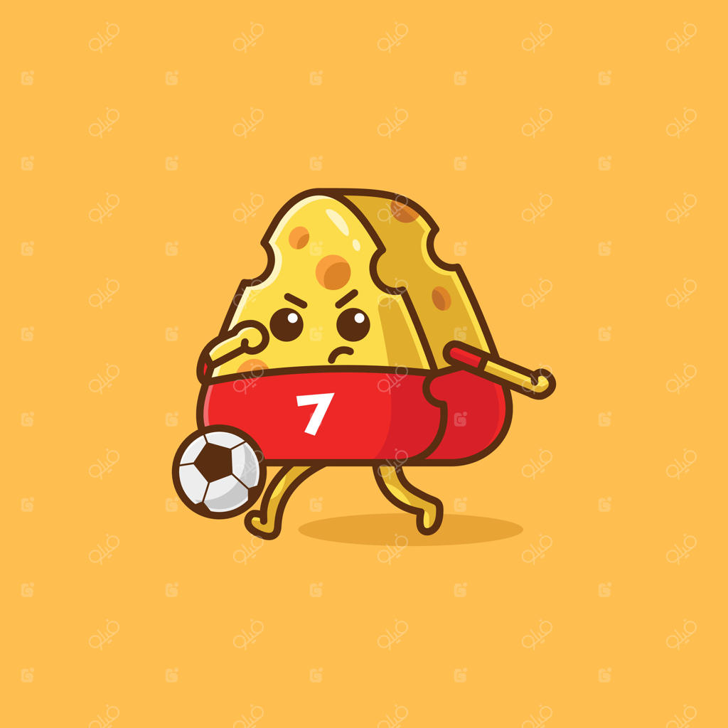 مجموعه کارتونی جذاب و ساده از فعالیت‌های پنیر در حال فوتبال بازی کردن