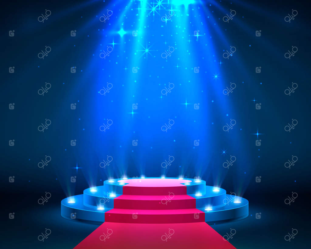 صحنه و سکو با نورپردازی برای مراسم اهدای جوایز