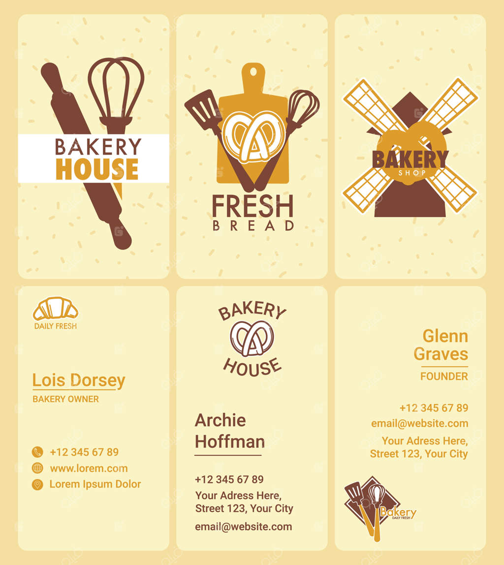طراحی کارت ویزیت برای مجموعه قالب‌های نانوایی