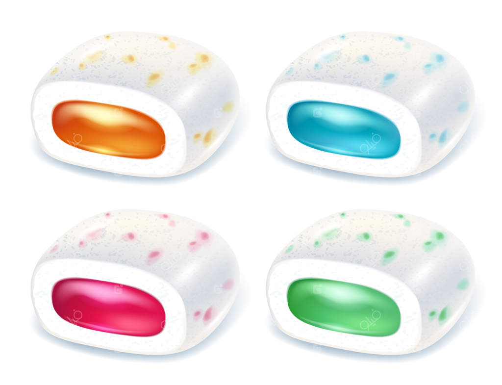 ست دانه‌های آدامس واقع‌گرایانه.