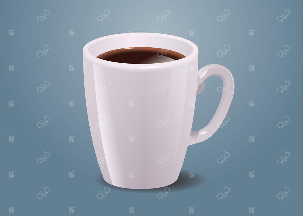 قهوه واقعی در فنجان سفید - نوشیدنی آمریکانو داغ در نمای افقی