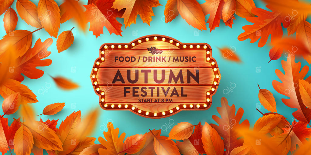 قالب پوستر و بنر پاییزی با برگ‌های رنگارنگ افرا