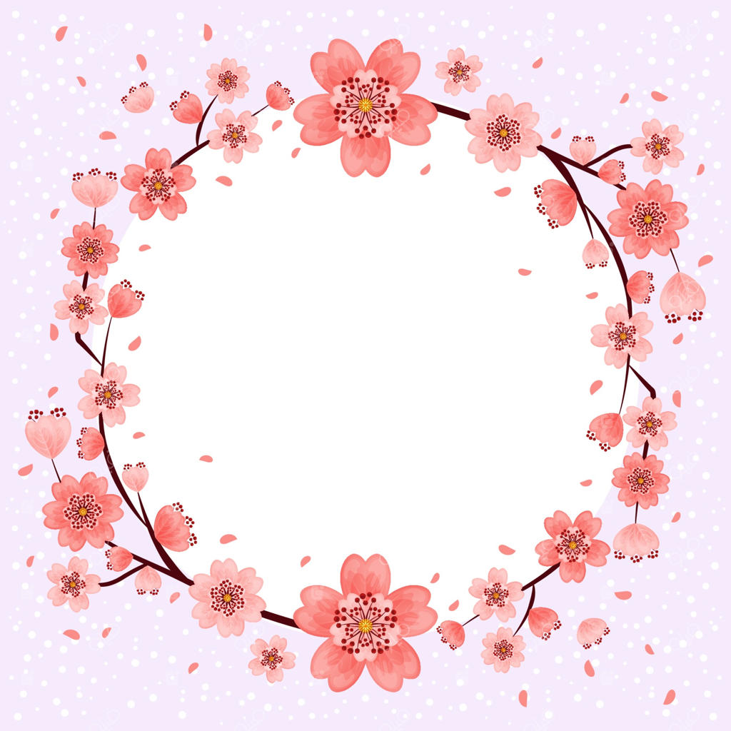 پس‌زمینه با قاب گل‌های زیبای شکوفه گیلاس