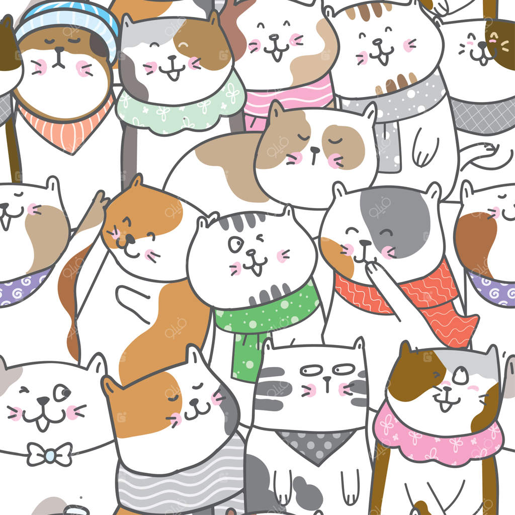 پترن یکپارچه بچه گربه بامزه