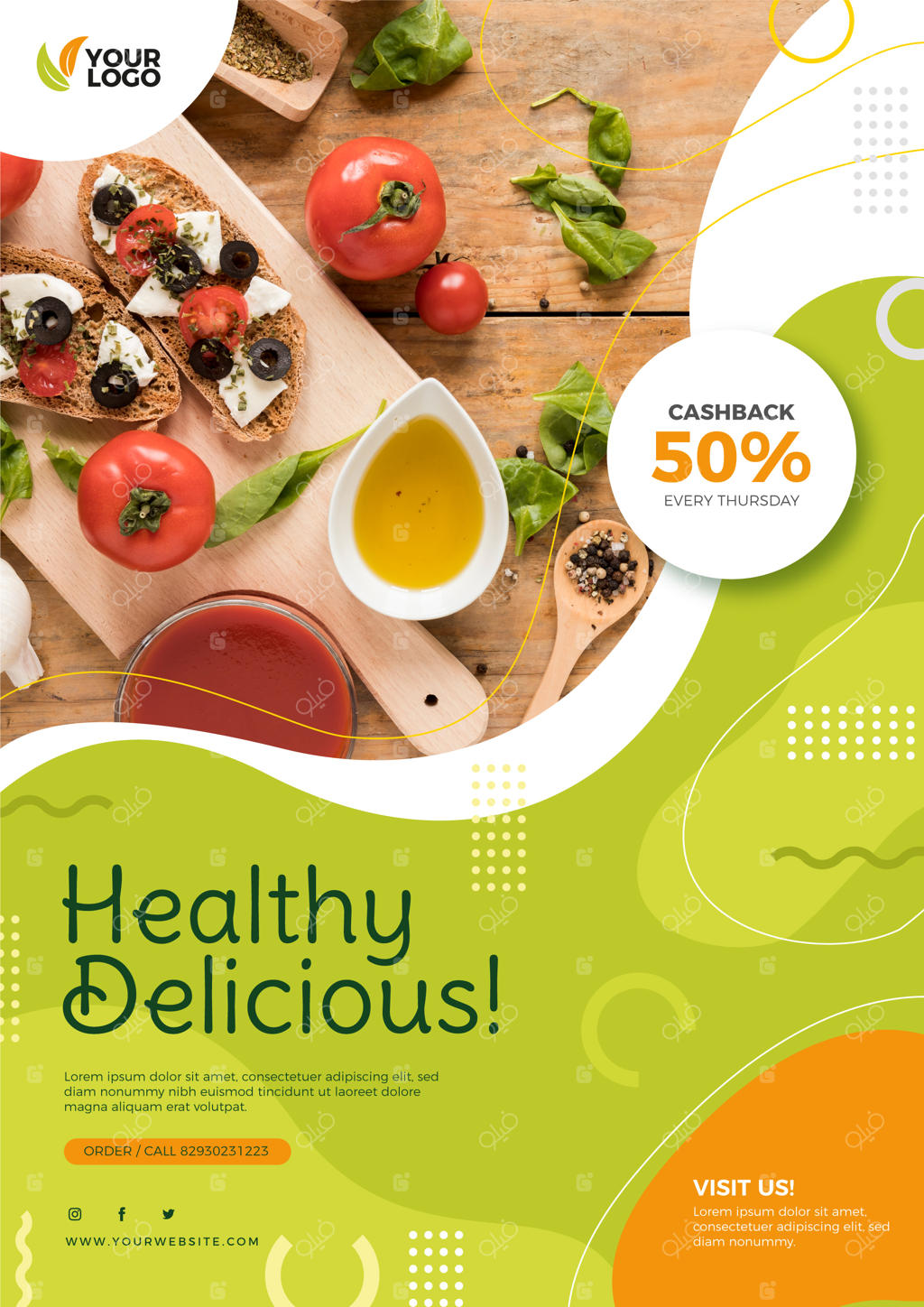 قالب پوستر رستوران غذای سالم
