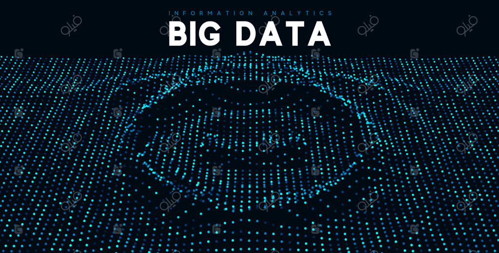 بصری‌سازی داده‌های کلان؛ فناوری موج اطلاعات؛ پس‌زمینه انتزاعی آینده‌نگر از داده‌های دیجیتال؛ تصویرسازی برداری