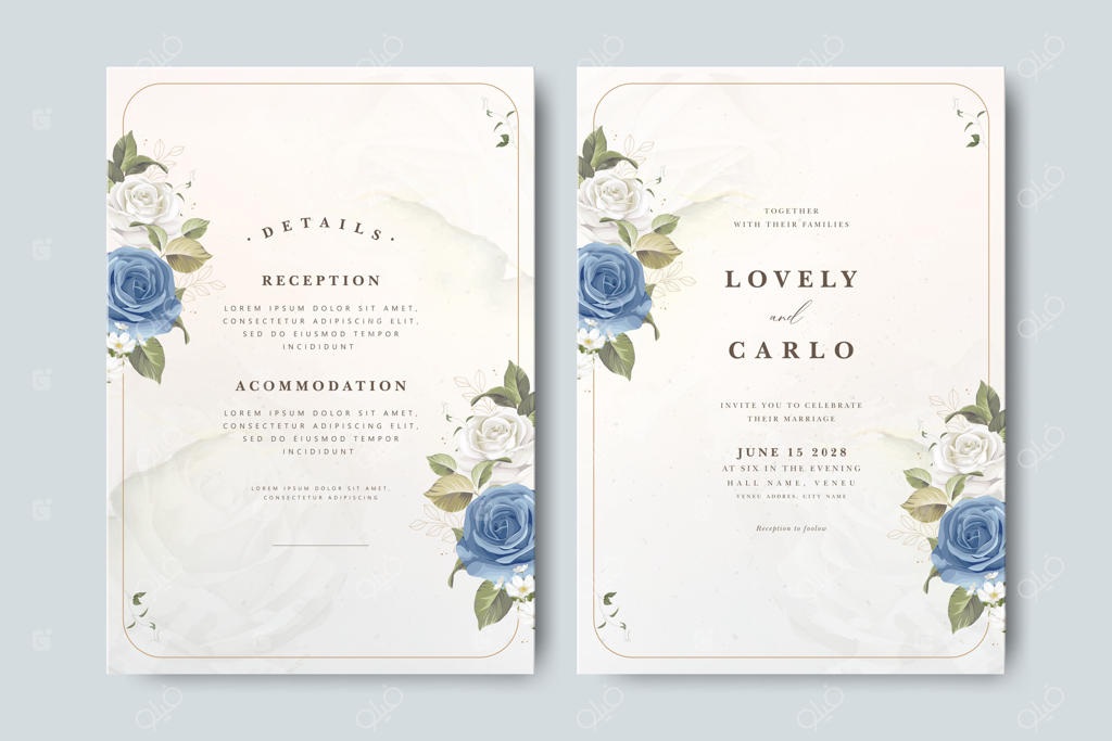 دعوتنامه شیک عروسی کارلو و جزئیات جشن - وکتور حرفه‌ای