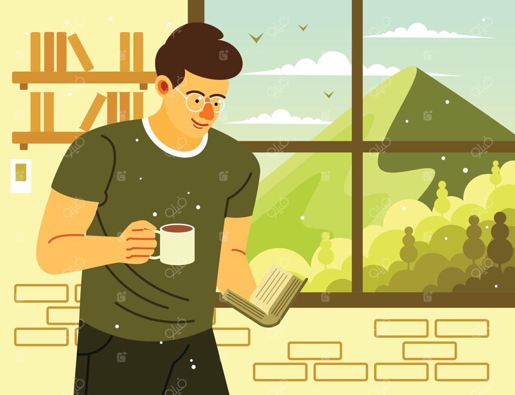 خواندن کتاب با قهوه در صبحگاه