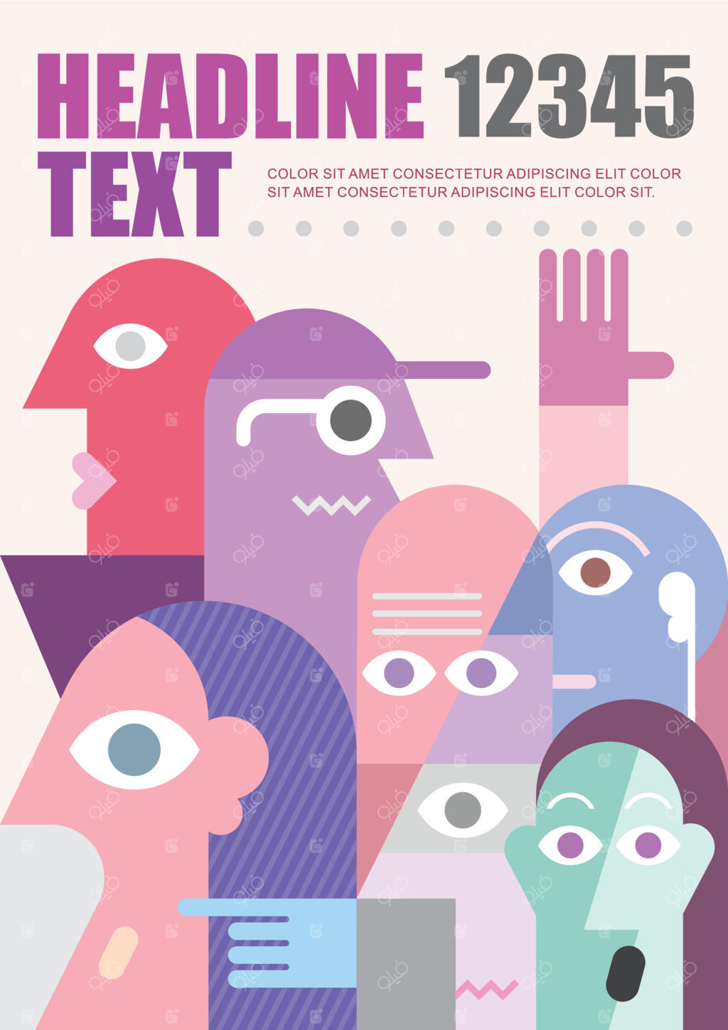 قالب وکتور گروه بزرگ افراد، اندازه A4