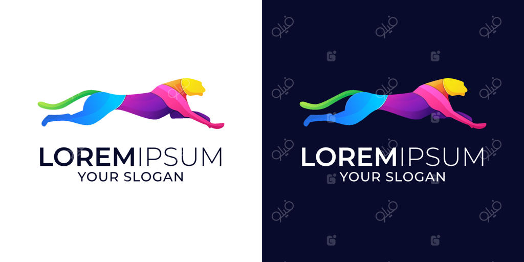 طراحی لوگو و تصویرسازی پلنگ رنگارنگ