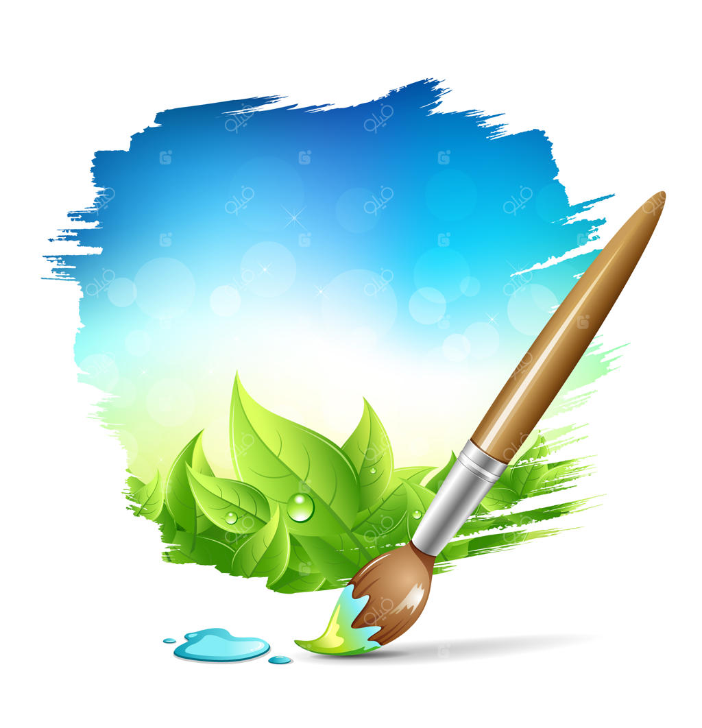 قلم‌موی نقاشی با پس‌زمینه آسمان آبی - تصویر برداری