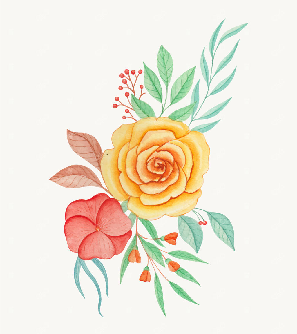 نقاشی گل‌های بهاری به سبک آبرنگ و دستی