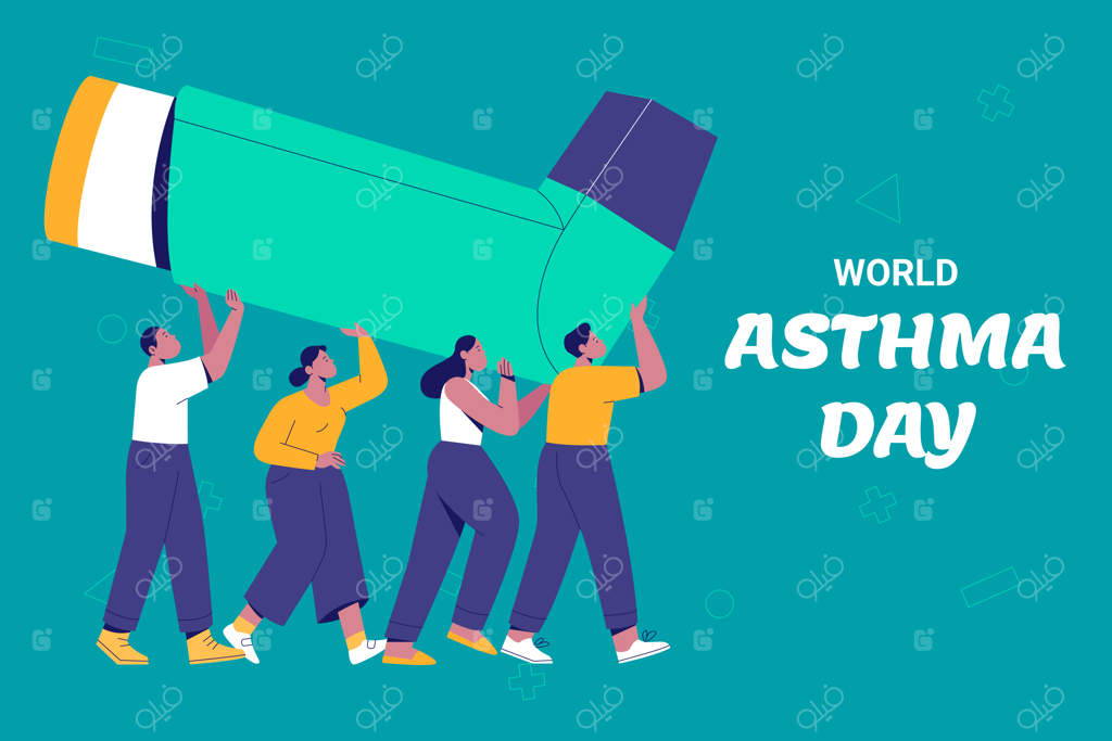 پس‌زمینه تخت برای آگاهی‌بخشی در روز جهانی آسم