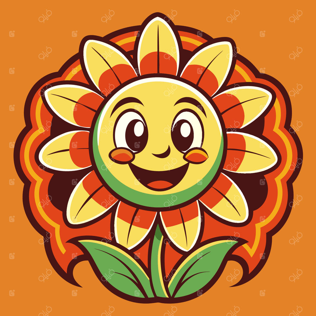شخصیت کارتونی گل خندان به سبک وینتیج
