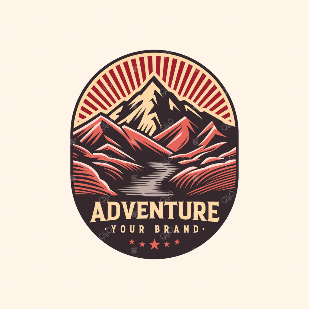 لوگوی وینتج ماجراجویی با طرح کوه و رودخانه؛ کانسپت کمپینگ و فعالیت‌های فضای باز