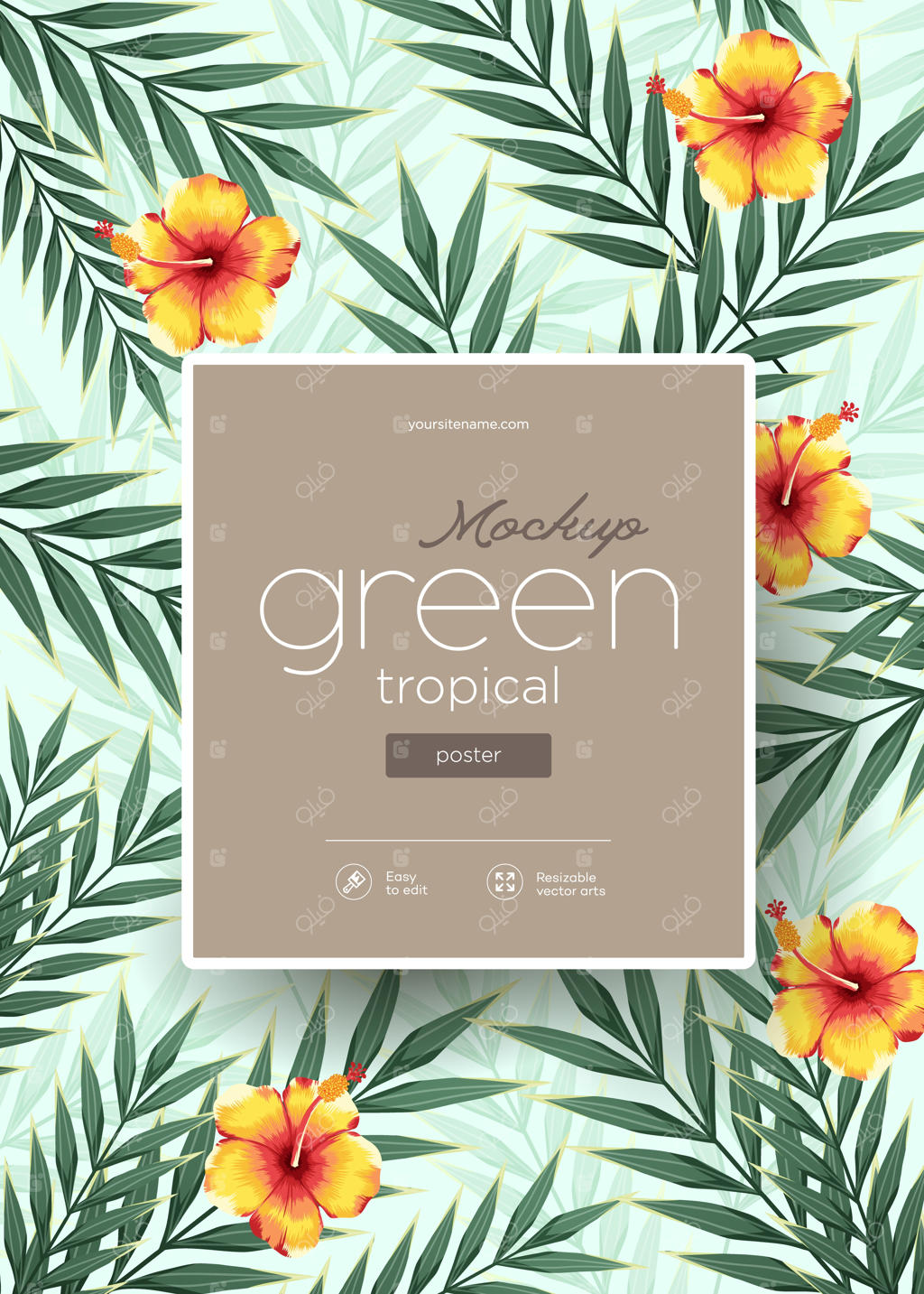 پس‌زمینه‌ای روشن و گرمسیری با پترن گیاهان جنگلی و برگ‌های خاص مناطق استوایی