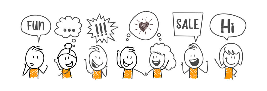 آدمک‌های ساده، حباب‌های گفتگو وکتوری.