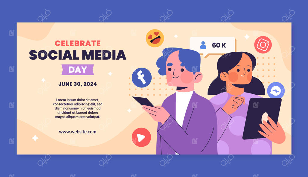 قالب بنر افقی برای جشن روز شبکه‌های اجتماعی
