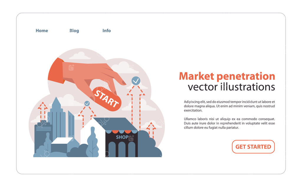 مفهوم نفوذ در بازار. تصویر ساده.