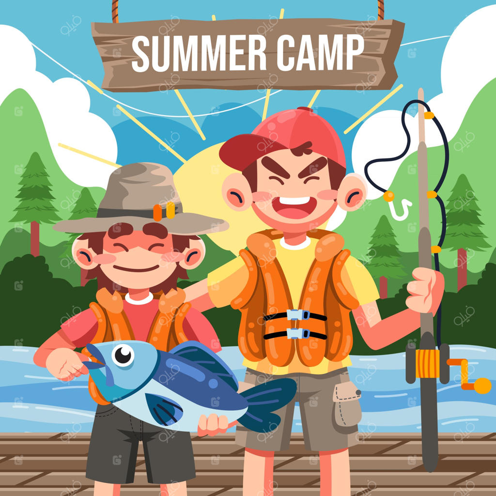 برادران در اردوی تابستانه؛ ماهیگیری می‌کنند