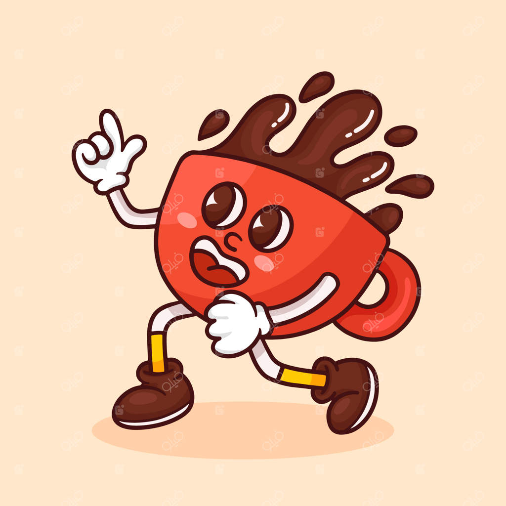 تصویر کارتونی نقاشی شده با دست قهوه