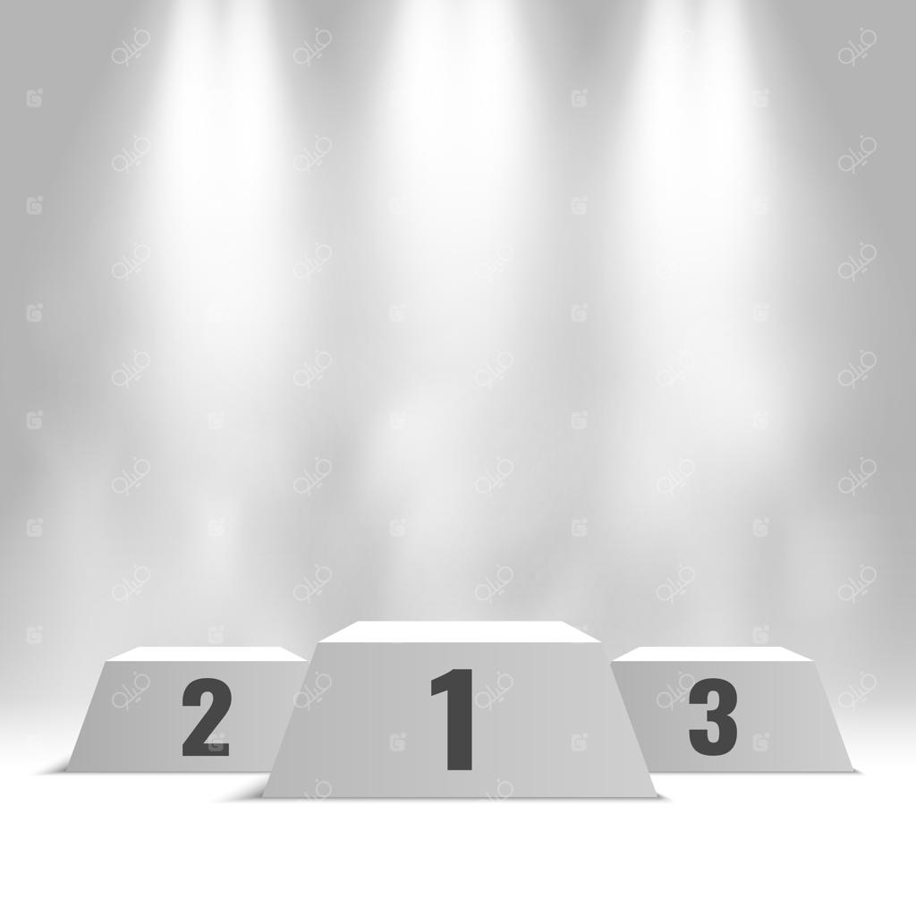 سکوی سفید قهرمانی با نورافکن و بخار