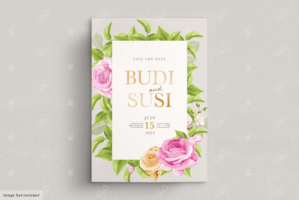 ست کارت عروسی با طرح گل‌های صورتی