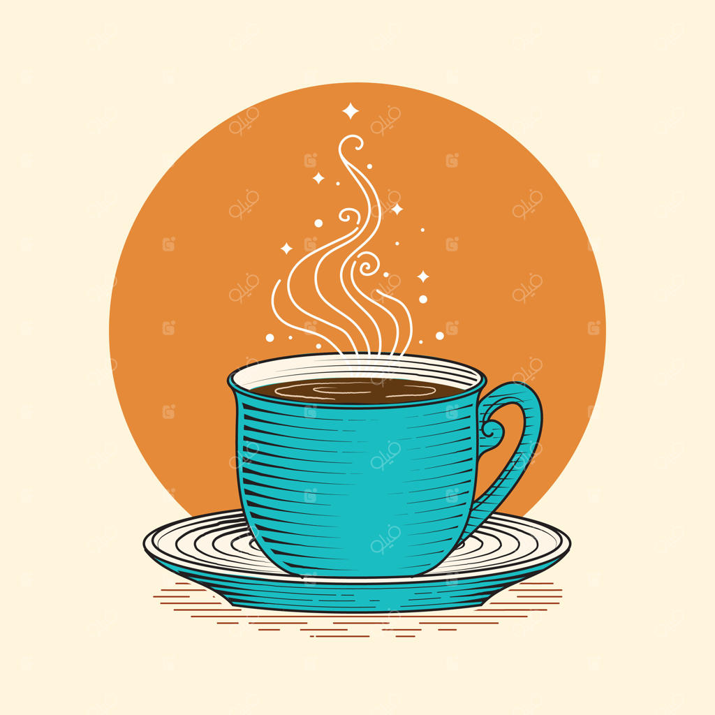 تصویر حکاکی دست‌ساز بخار قهوه فانتزی با ستاره‌ها