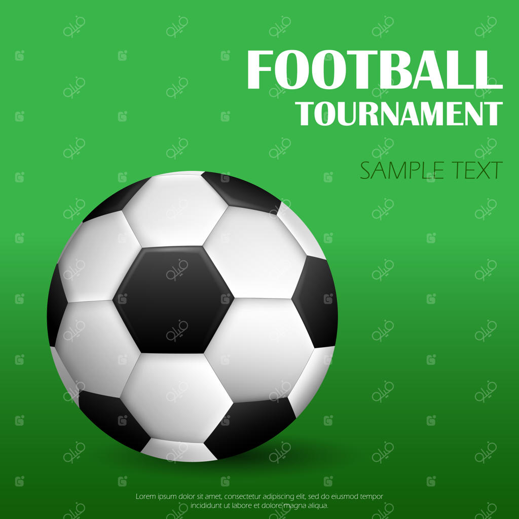 توپ فوتبال: عنصر طراحی برای تبلیغ فروشگاه لوازم ورزشی، رقابت‌ها و تورنمنت‌ها.