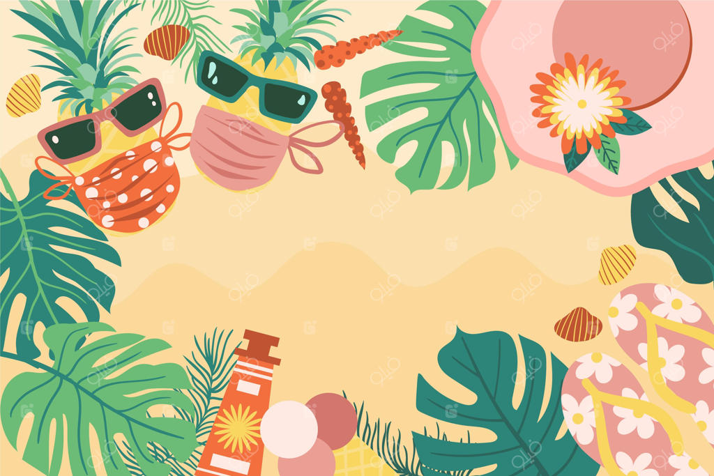 زمینه تابستانی با طراحی دست