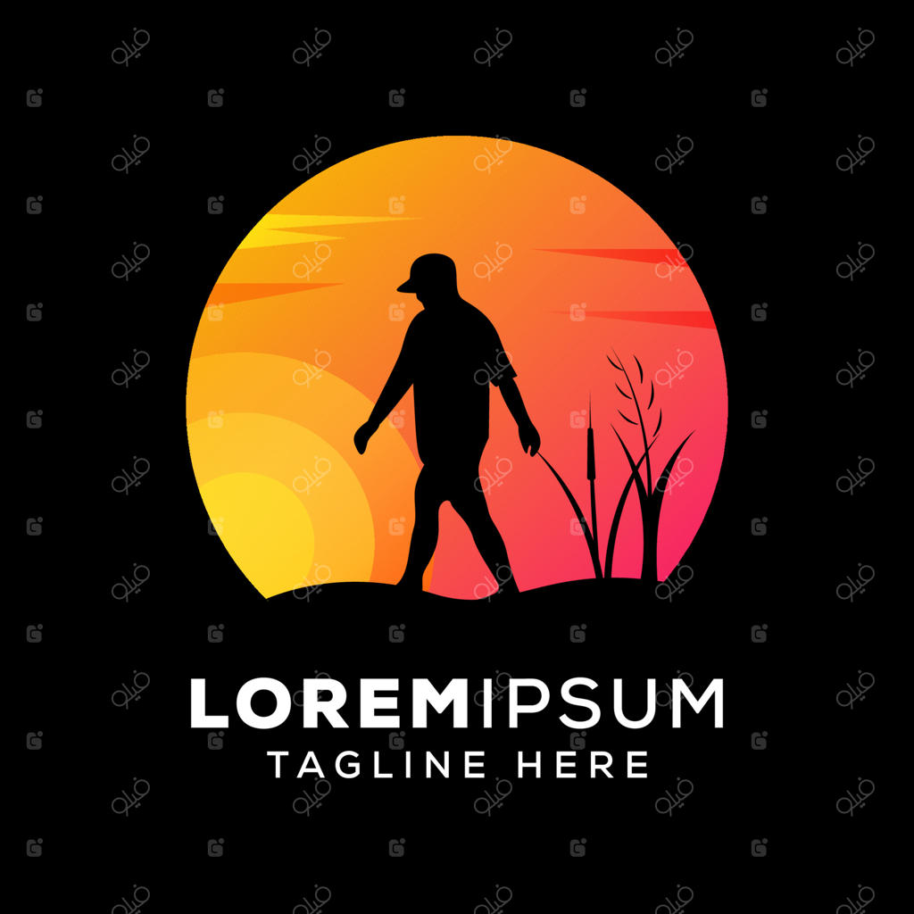 پترن لوگو ماجراجویی در طبیعت با غروب خورشید در ساحل
