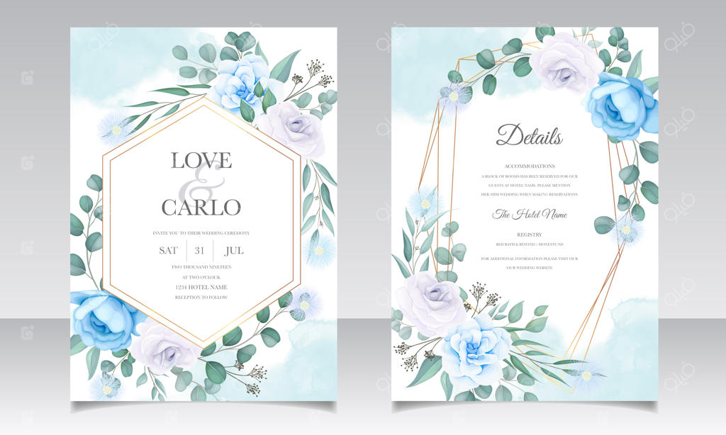 کارت دعوت عروسی با طراحی زیبا و دست‌ساز گل‌ها