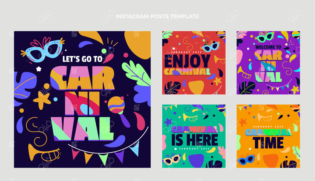 مجموعه پست‌های اینستاگرام با طرح کارناوال تخت