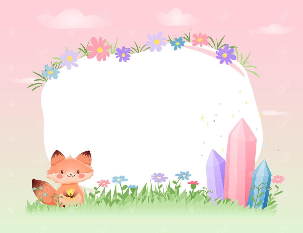 تصویر روباه خیالی و کریستال‌ها برای طراحی حرفه‌ای وکتور هنرهای دستی