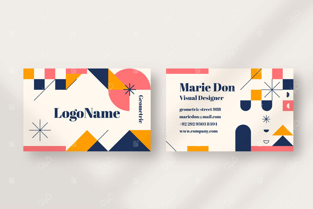 کارت ویزیت شیک با طراحی هندسی و مینیمال