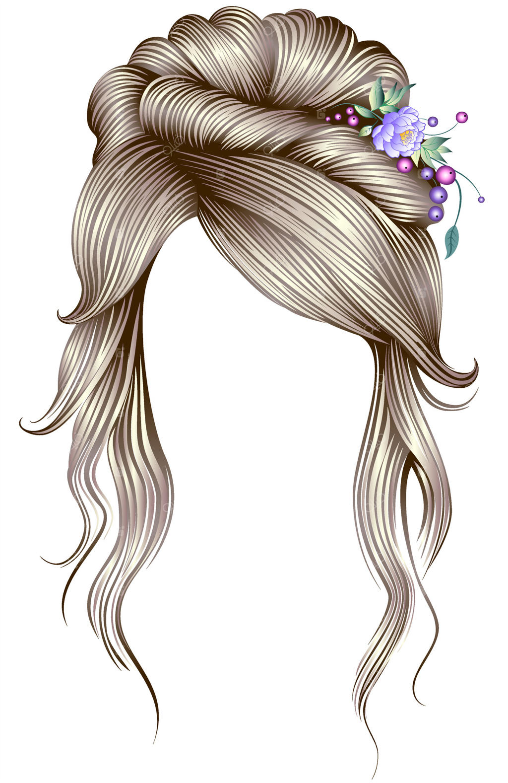 طراحی مو جذاب با عناصر گل‌ها - پرو وکتور