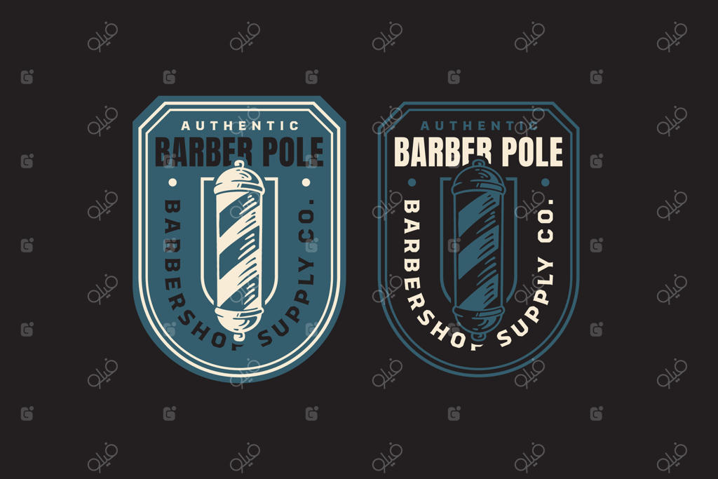 مجموعه طراحی لوگوی کلاسیک میله آرایشگری برای آرایشگاه‌ها، سالن‌ها و زیبایی مردانه و مدرن